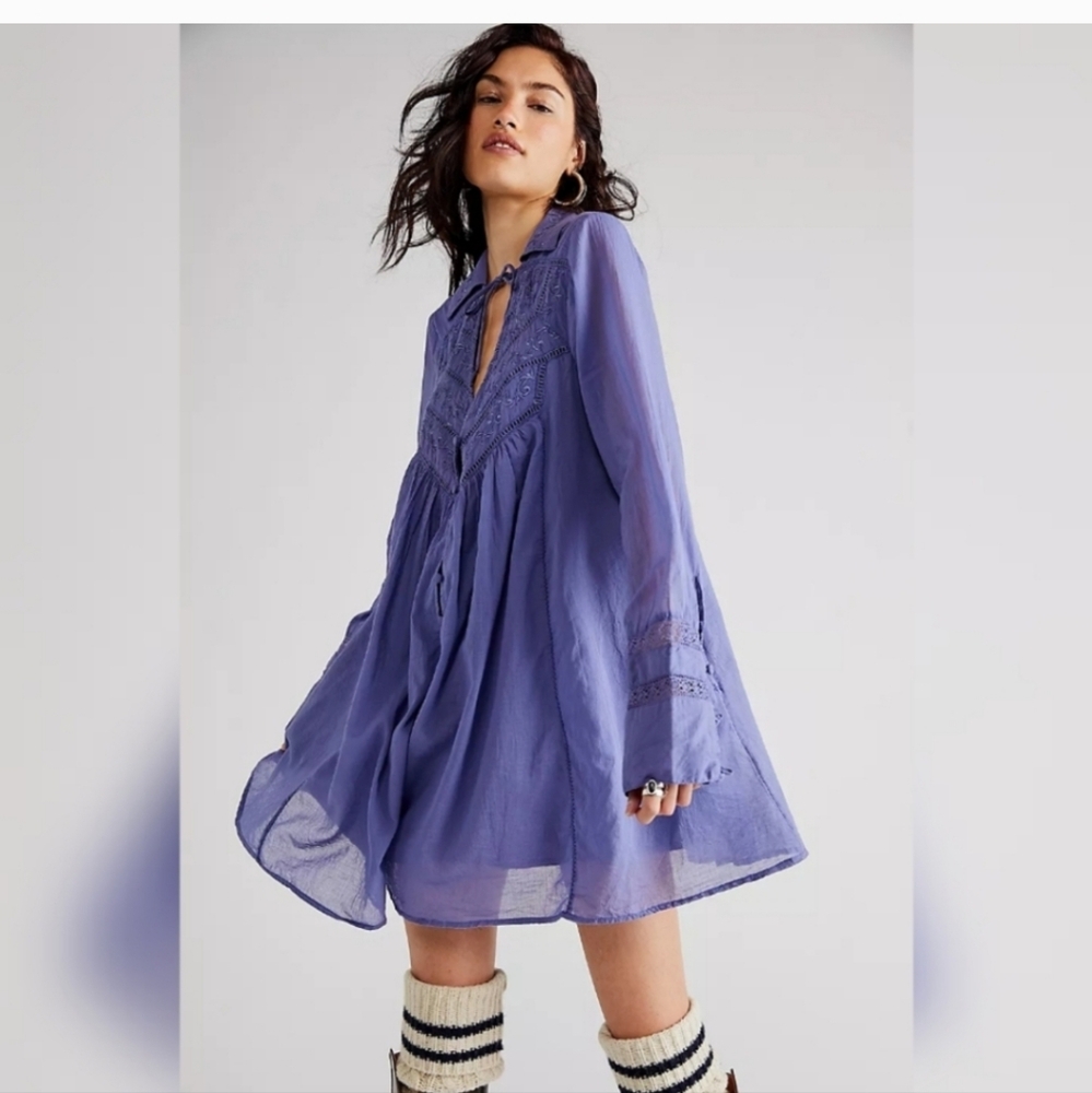 Free People Haddie Mini Dress Light Purple Gorgeous NWT XS - Picture 2 of 9